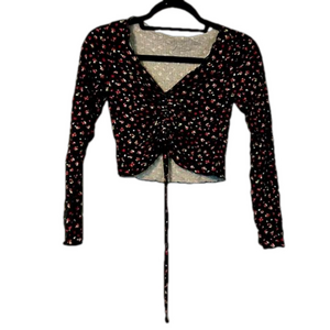 Don’t Call Me Jennyfer Womens Ribbed Floral Cropped Top Size Small